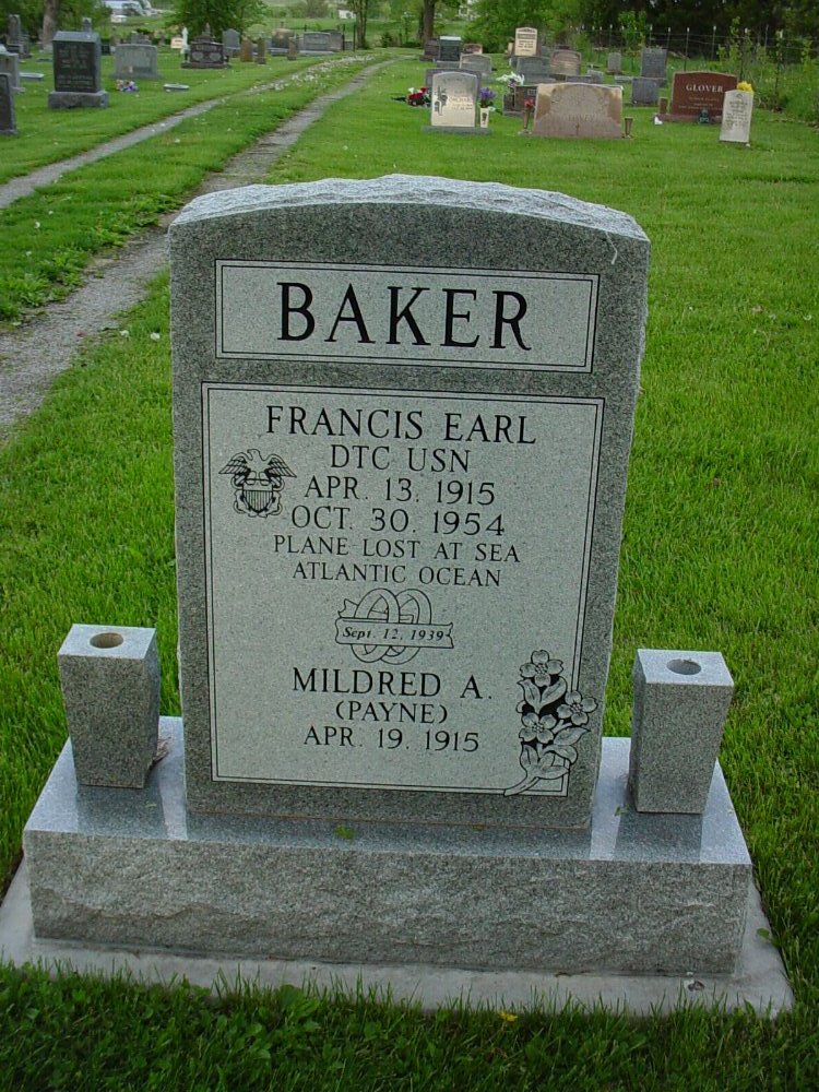  Francis Earl Baker Headstone Photo, Hams Prairie Christian Cemetery, Callaway County genealogy
