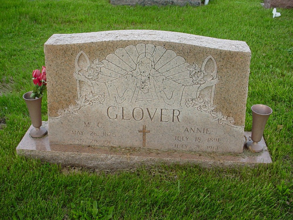  Martin Glover Sr. & Annie Bueker Headstone Photo, Hams Prairie Christian Cemetery, Callaway County genealogy