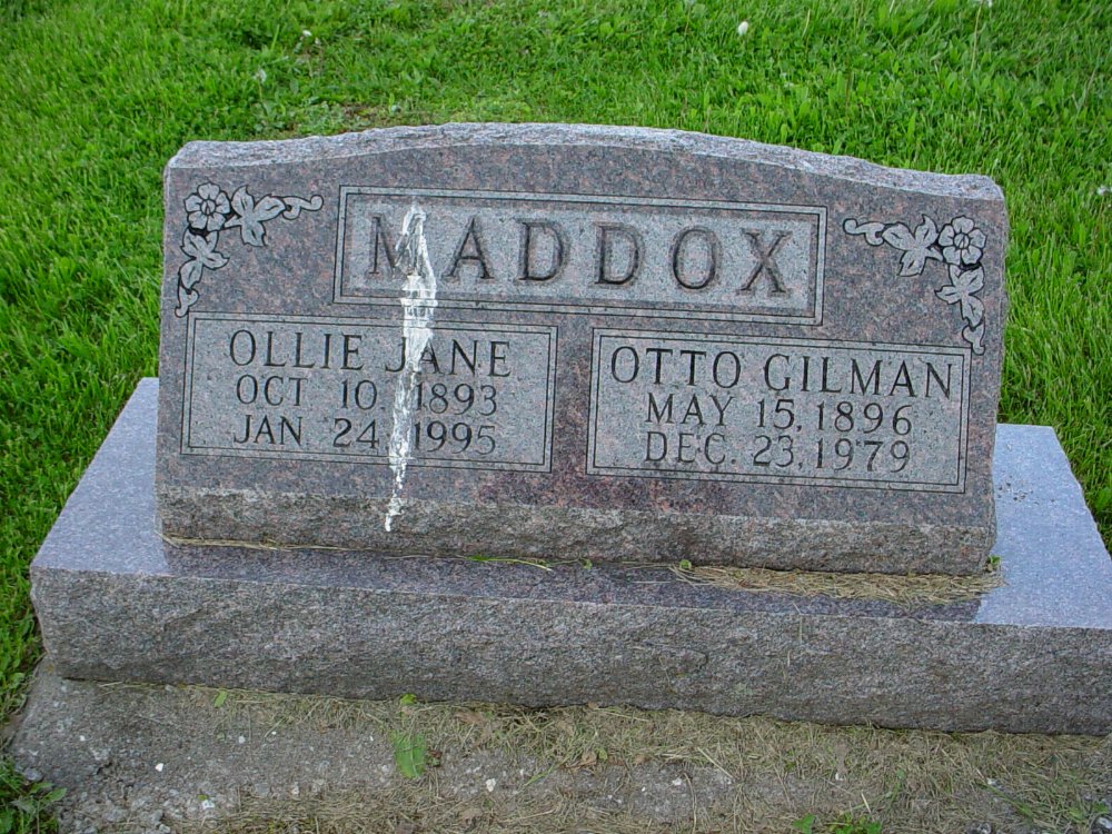  Otto G. Maddox & Ollie J. Walton Headstone Photo, Hams Prairie Christian Cemetery, Callaway County genealogy