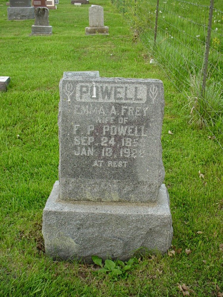  Emma Frey Powell Headstone Photo, Hams Prairie Christian Cemetery, Callaway County genealogy