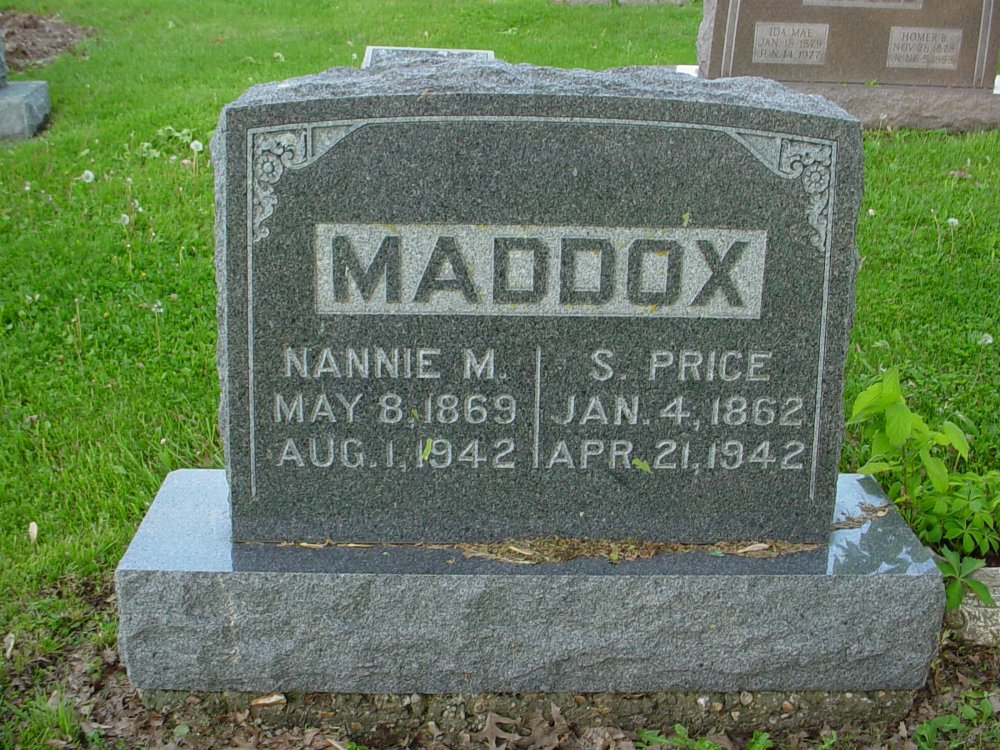  Sterling P. Maddox & Nannie McKinney Headstone Photo, Hams Prairie Christian Cemetery, Callaway County genealogy