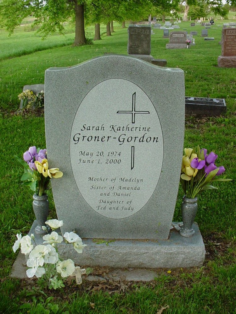  Sarah K. Groner Gordon Headstone Photo, Hams Prairie Christian Cemetery, Callaway County genealogy