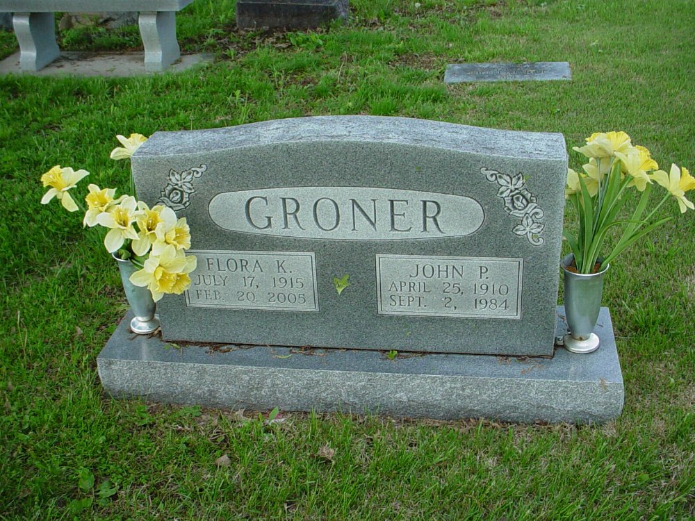  Flora Kroll Groner Headstone Photo, Hams Prairie Christian Cemetery, Callaway County genealogy