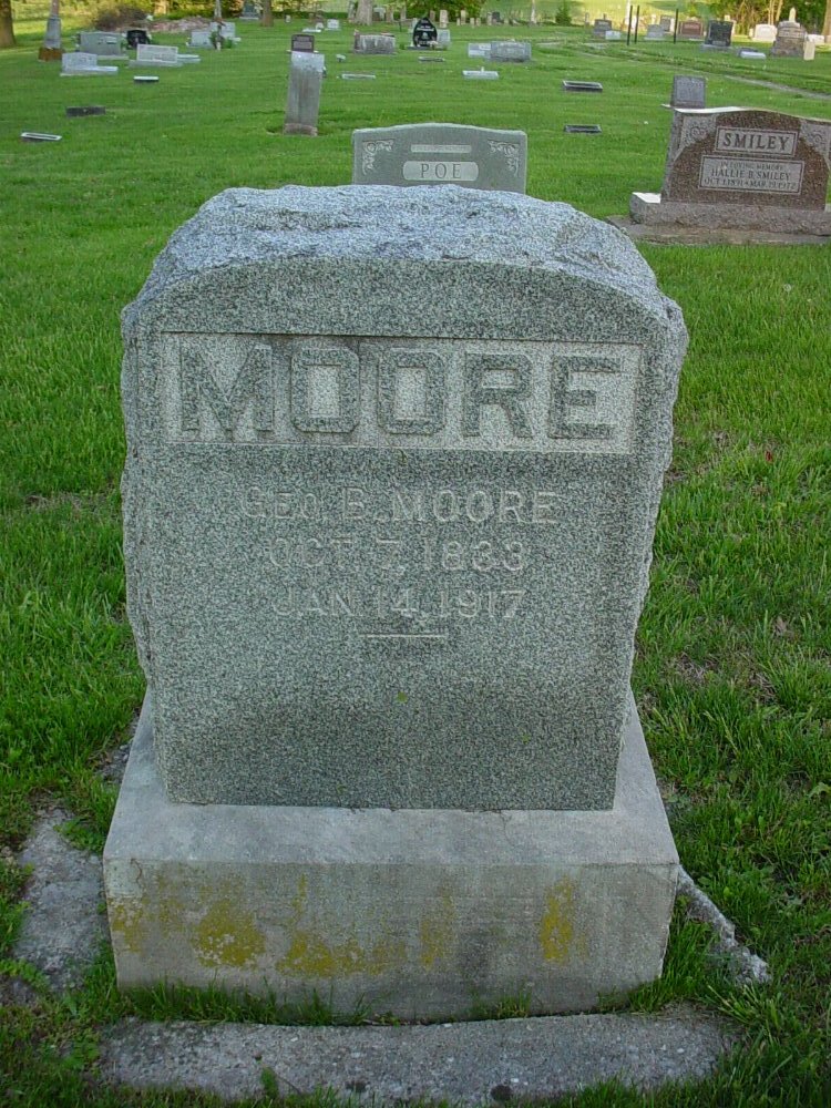  George B. Moore Headstone Photo, Hams Prairie Christian Cemetery, Callaway County genealogy