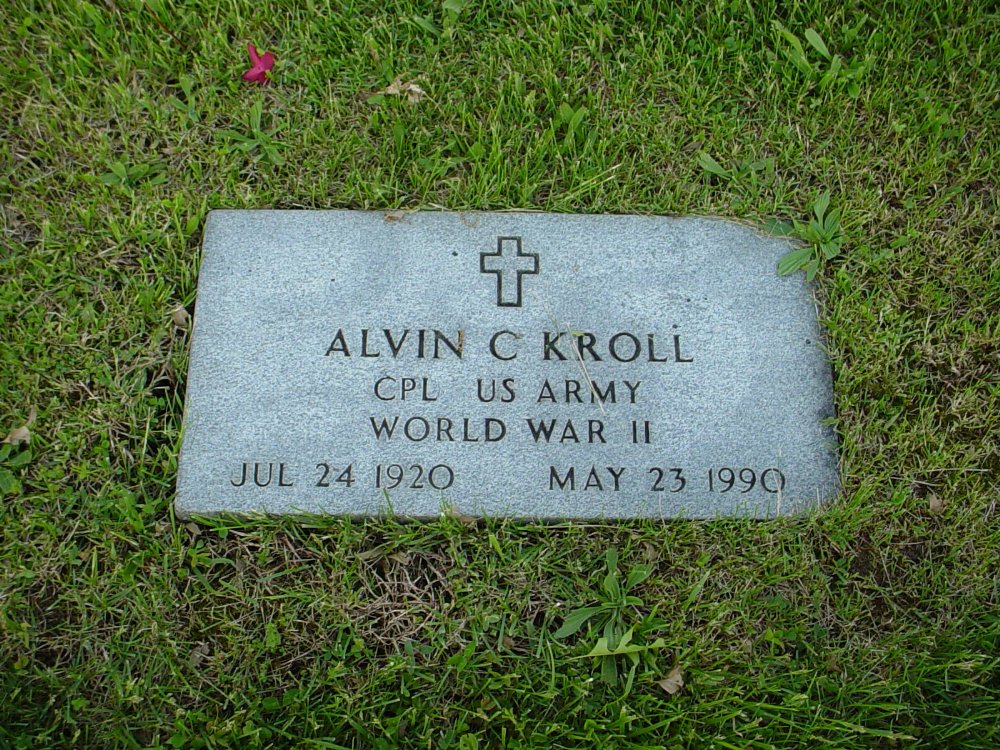  Alvin C. Kroll Headstone Photo, Hams Prairie Christian Cemetery, Callaway County genealogy
