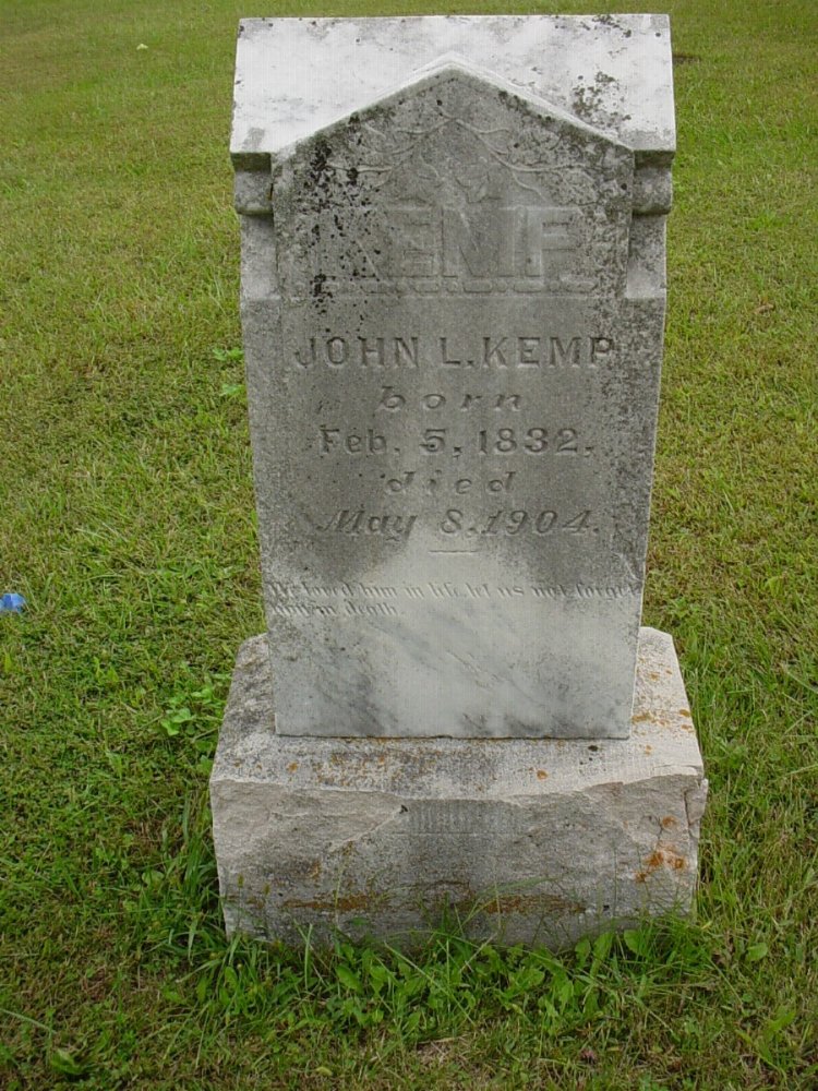  John L. Kemp Headstone Photo, Harmony Baptist Cemetery, Callaway County genealogy