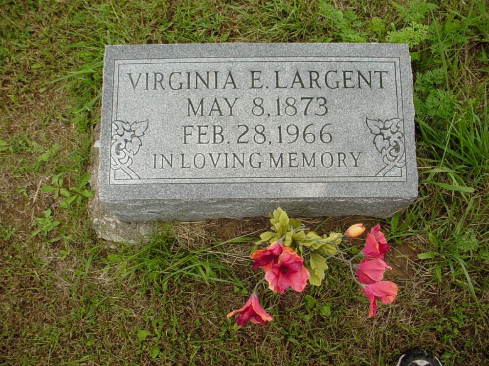  Virginia Largent Headstone Photo, Harmony Baptist Cemetery, Callaway County genealogy