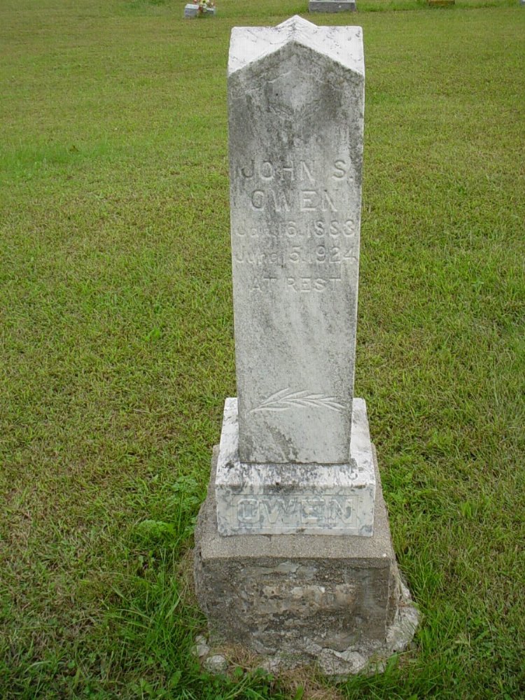  John Owen Headstone Photo, Harmony Baptist Cemetery, Callaway County genealogy