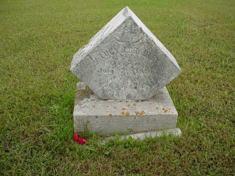  Lucy J. Bradley Headstone Photo, Harmony Baptist Cemetery, Callaway County genealogy
