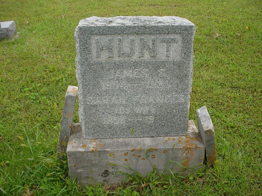  James Hunt & Sarah Day Headstone Photo, Harmony Baptist Cemetery, Callaway County genealogy