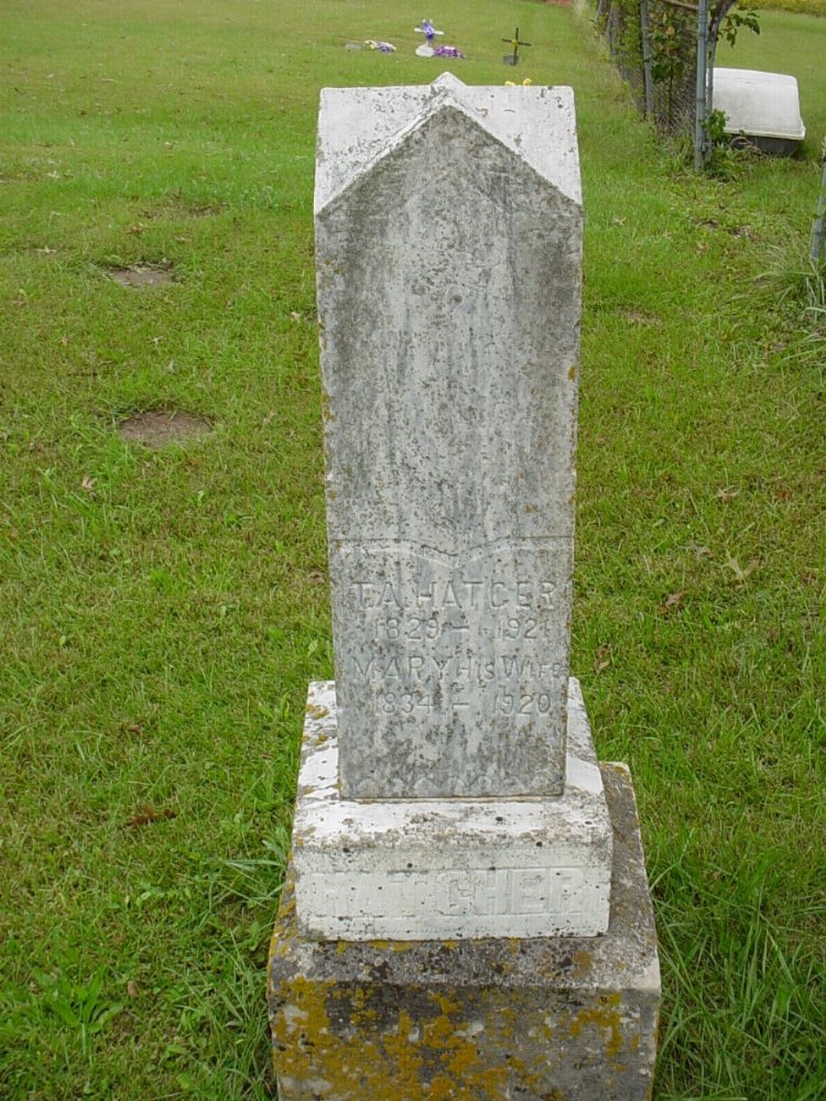  Thomas Hatcher & Mary Meador Headstone Photo, Harmony Baptist Cemetery, Callaway County genealogy