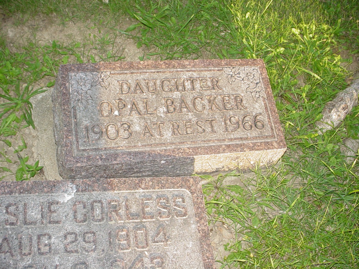  Opal Backer Headstone Photo, Hillcrest Cemetery, Callaway County genealogy