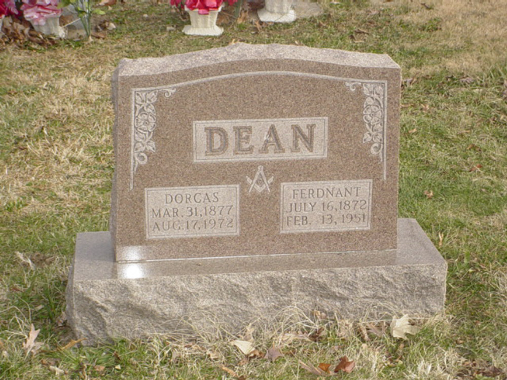  Ferdnant Dean and Dorcas Nation Headstone Photo, Hillcrest Cemetery, Callaway County genealogy
