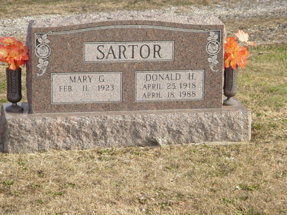  Donald and Mary G. Sartor Headstone Photo, Hillcrest Cemetery, Callaway County genealogy