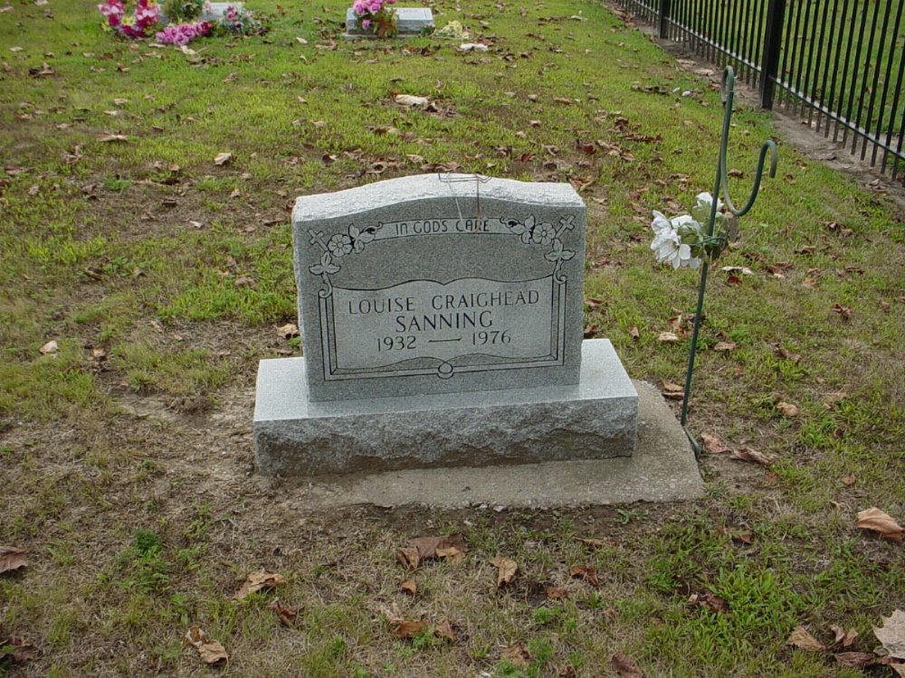  Louise Craighead Sanning Headstone Photo, Hillcrest Cemetery, Callaway County genealogy