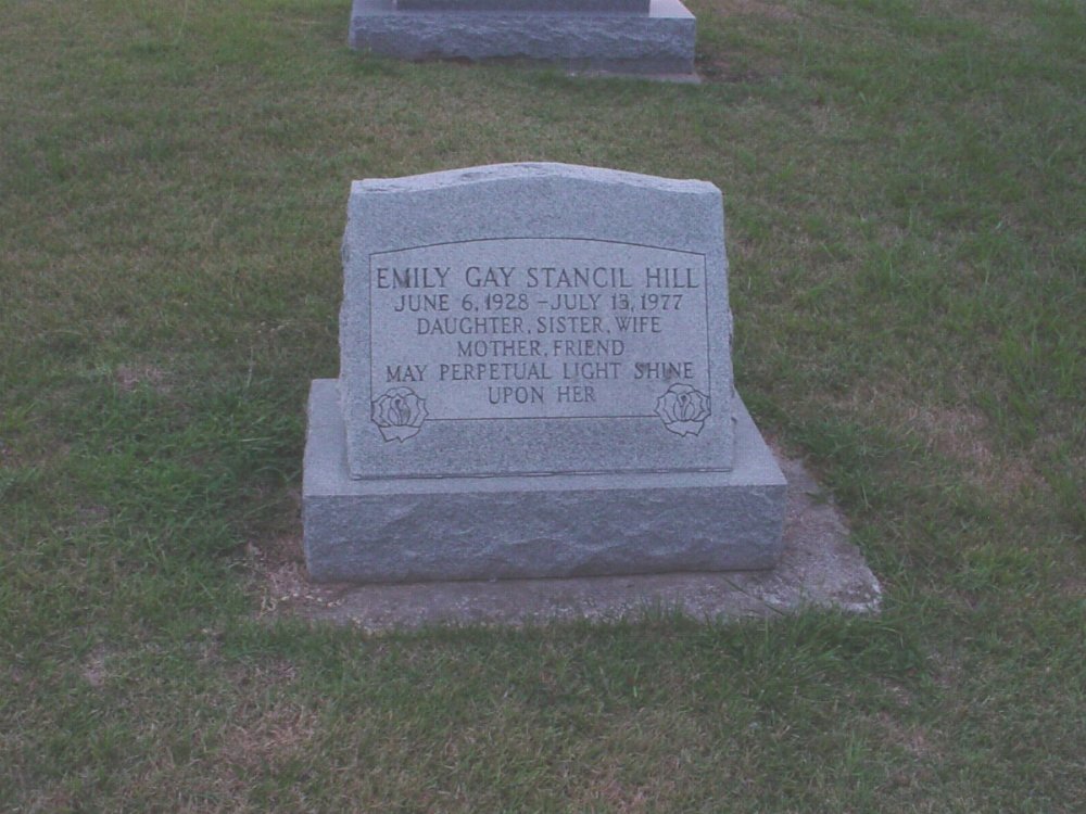  Emily G. Stancil Hill Headstone Photo, Hillcrest Cemetery, Callaway County genealogy