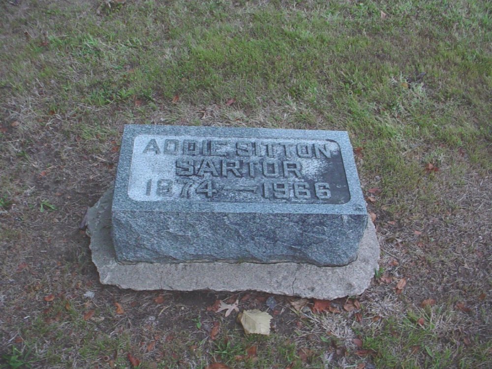  Addie Sitton Sartor Headstone Photo, Hillcrest Cemetery, Callaway County genealogy