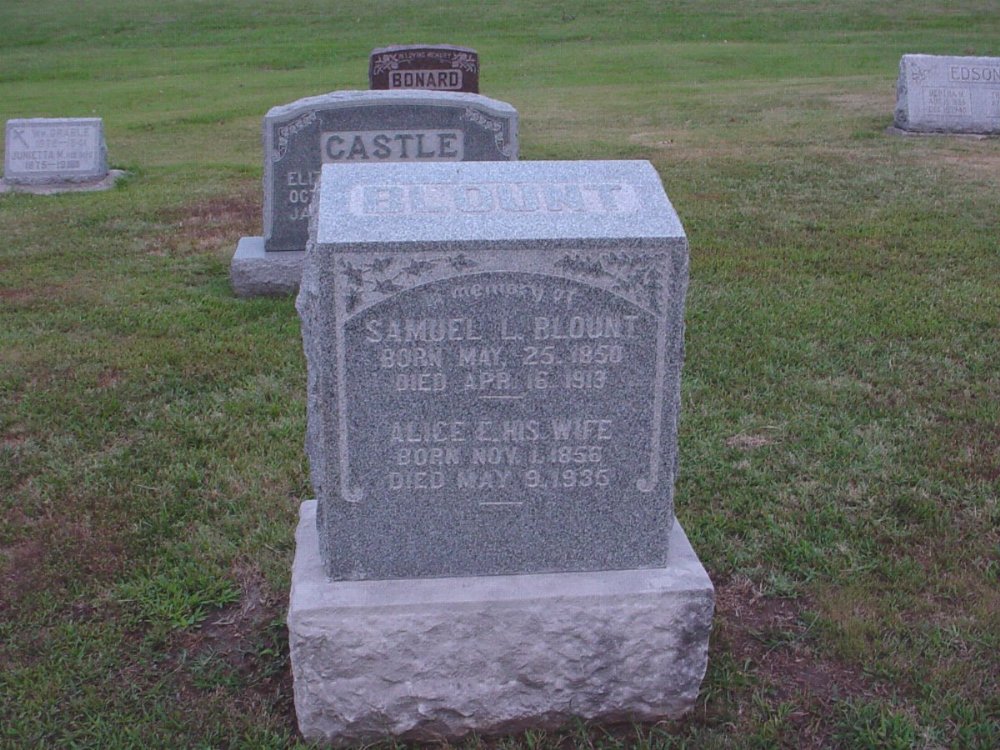  Samuel L. Blount and Alice E. Ecton Headstone Photo, Hillcrest Cemetery, Callaway County genealogy