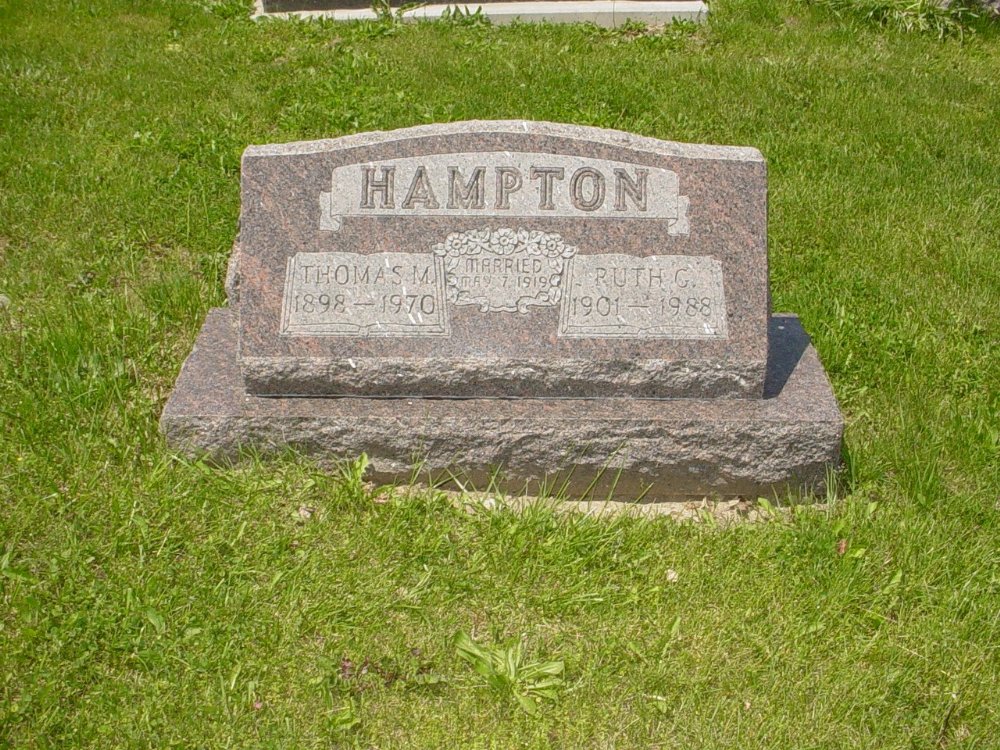  Thomas Hampton & Ruth Gathright Headstone Photo, Hillcrest Cemetery, Callaway County genealogy