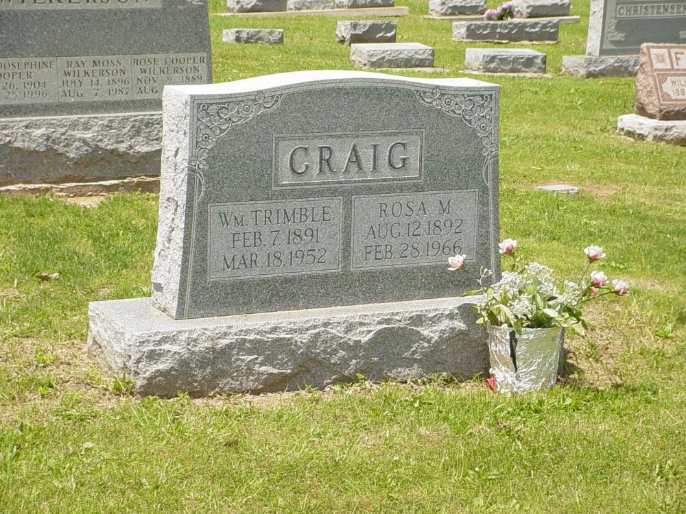  William T. & Rosa M. Craig Headstone Photo, Hillcrest Cemetery, Callaway County genealogy