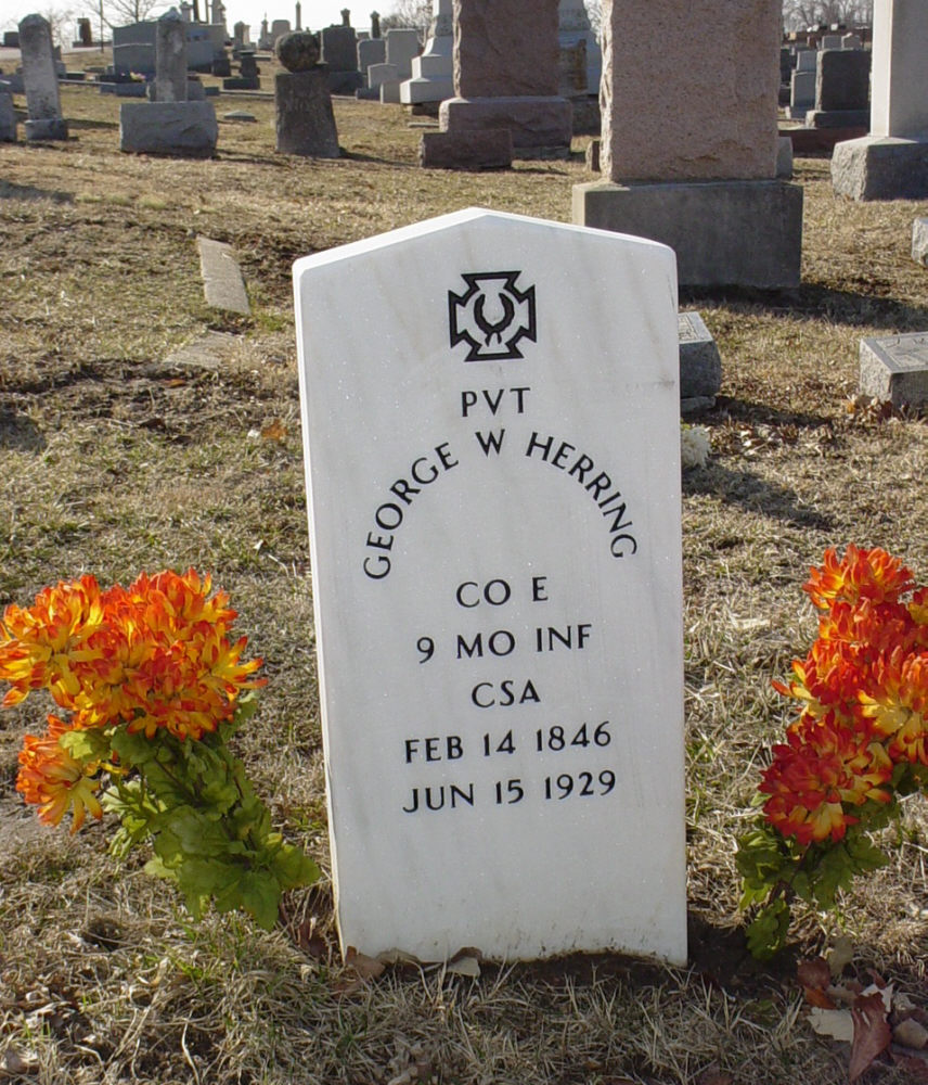  George W. Herring & Josima M. Allen Headstone Photo, Hillcrest Cemetery, Callaway County genealogy
