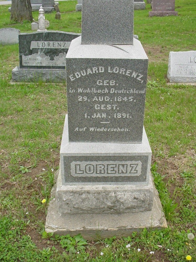  Eduard Lorenz Headstone Photo, Hillcrest Cemetery, Callaway County genealogy