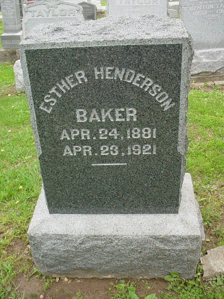  Esther Henderson Baker Headstone Photo, Hillcrest Cemetery, Callaway County genealogy