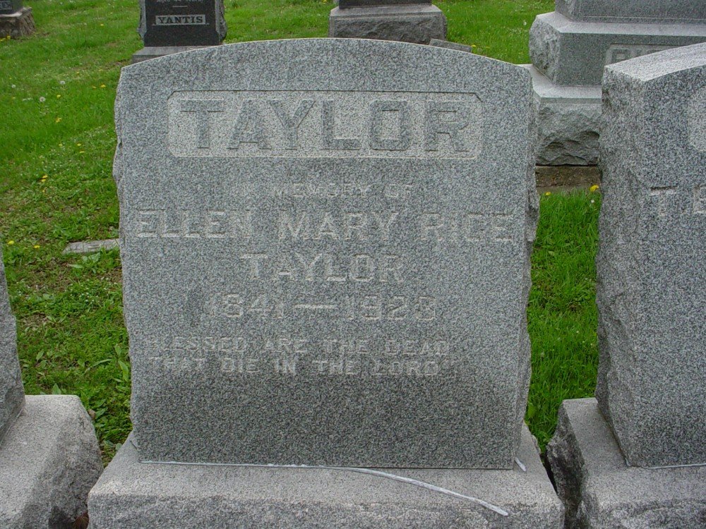  Ellen Mary Rice Taylor Headstone Photo, Hillcrest Cemetery, Callaway County genealogy