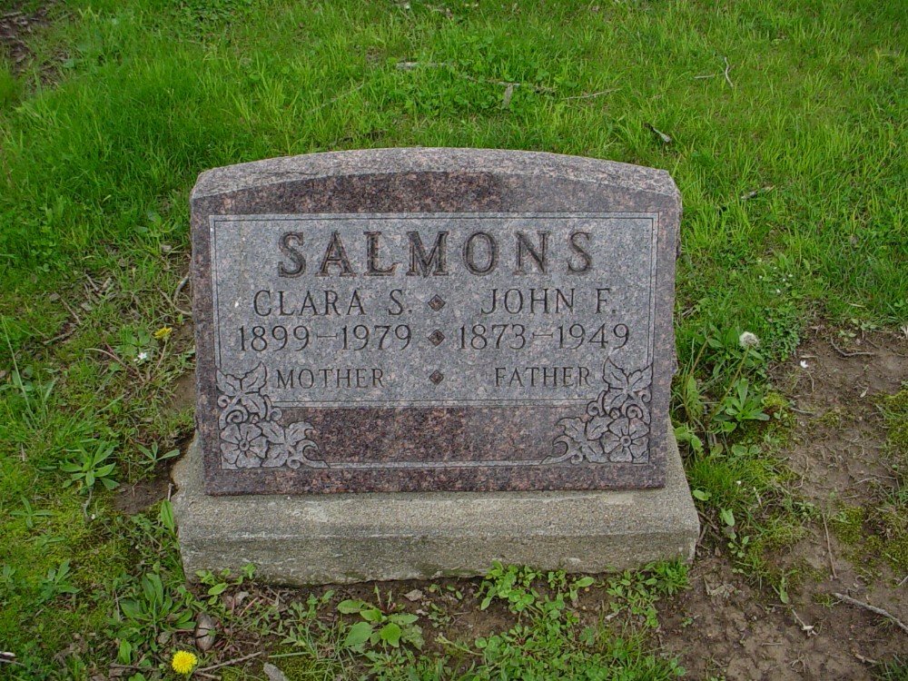  John F. Salmons & Clara Shryock Headstone Photo, Hillcrest Cemetery, Callaway County genealogy