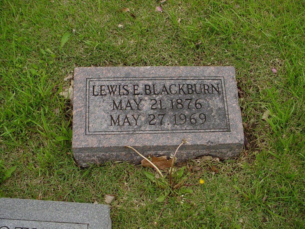  Lewis Everett Blackburn Headstone Photo, Hillcrest Cemetery, Callaway County genealogy