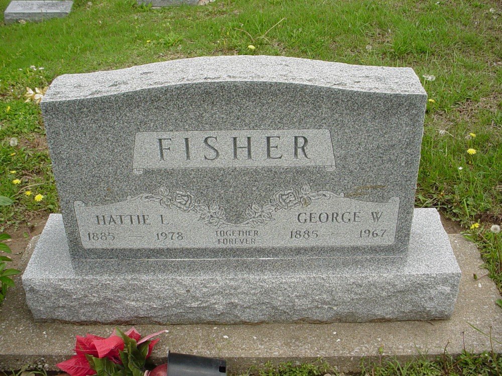 George W. & Hattie L. Fisher Headstone Photo, Hillcrest Cemetery, Callaway County genealogy