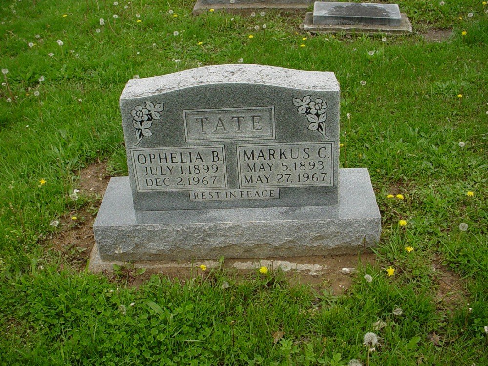  Markus C. & Ophelia B. Tate Headstone Photo, Hillcrest Cemetery, Callaway County genealogy