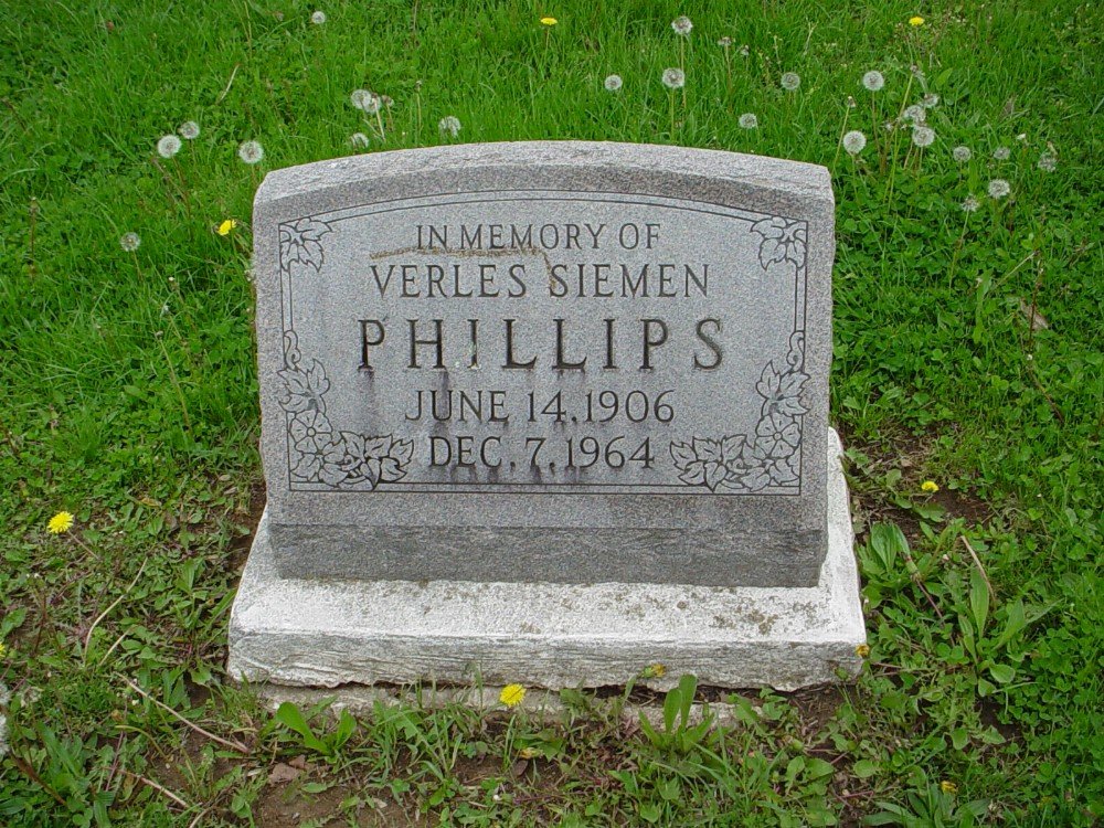  Verles Siemen Phillips Headstone Photo, Hillcrest Cemetery, Callaway County genealogy