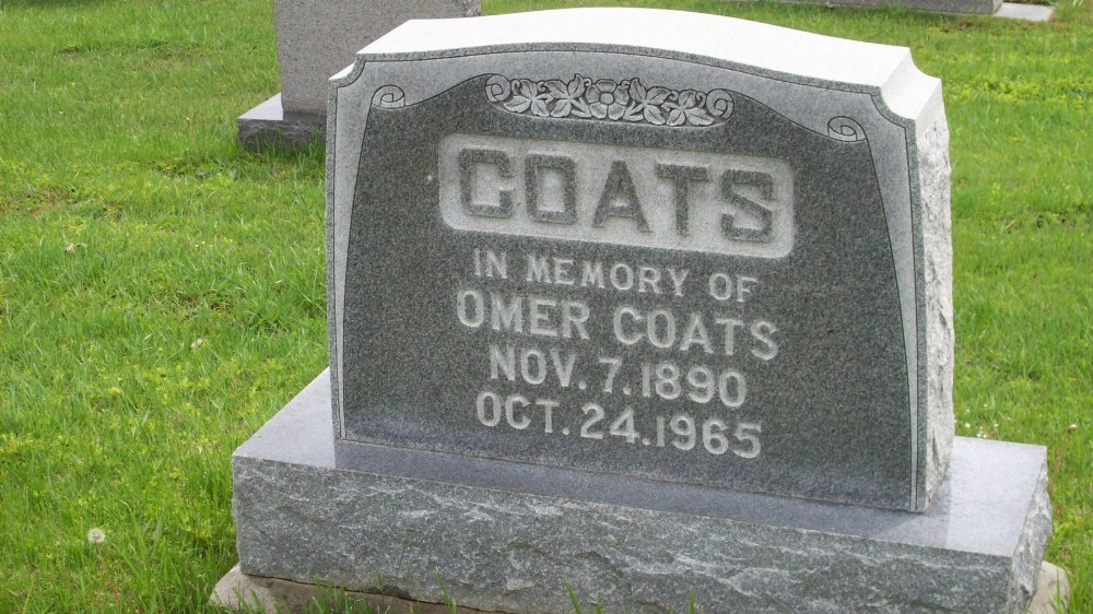 Omer Coats Headstone Photo, Hillcrest Cemetery, Callaway County genealogy