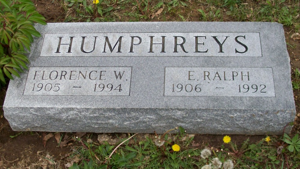  E. Ralph & Florence W. Humphreys Headstone Photo, Hillcrest Cemetery, Callaway County genealogy