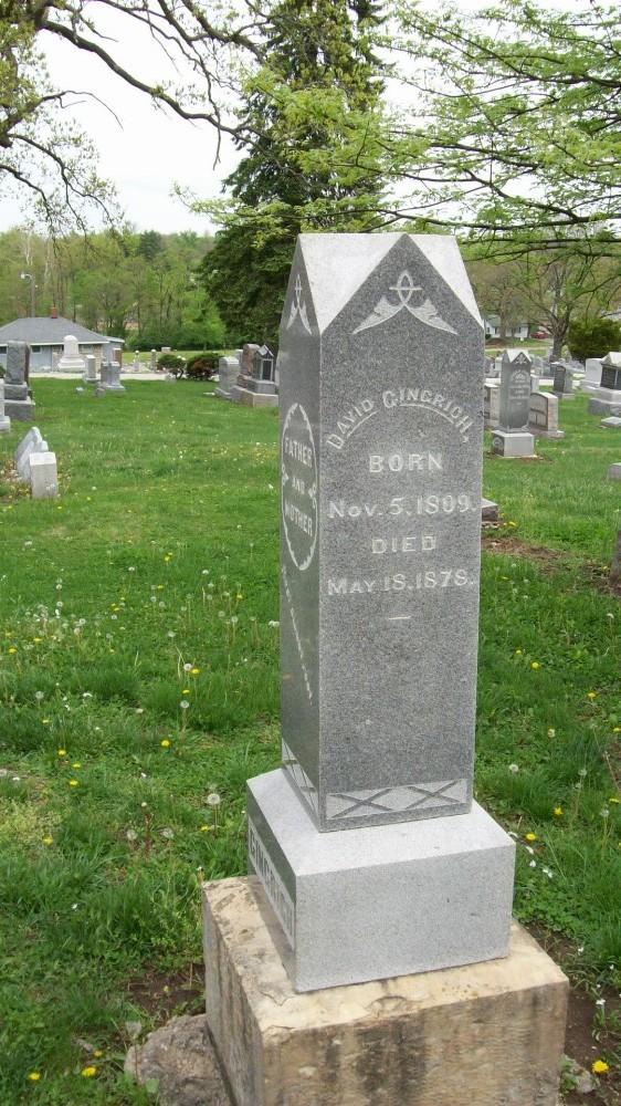  David Gingrich Headstone Photo, Hillcrest Cemetery, Callaway County genealogy