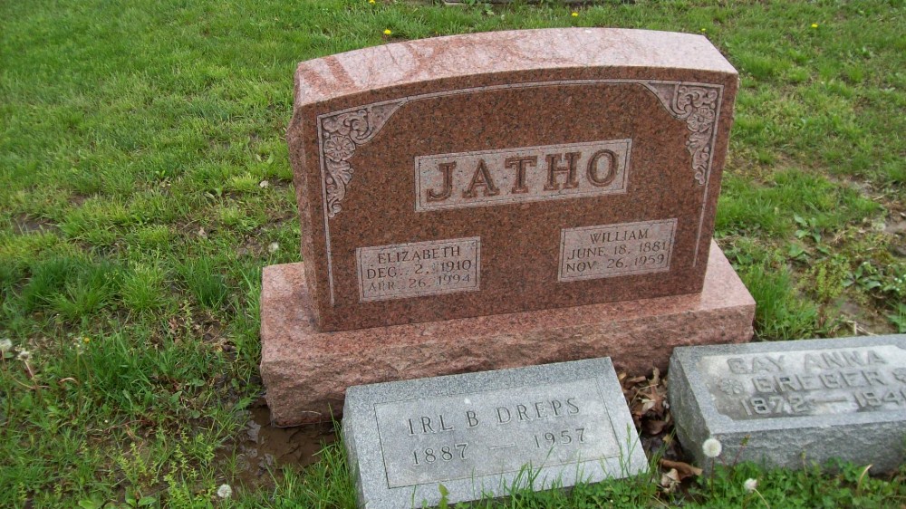  William & Elizabeth Jatho Headstone Photo, Hillcrest Cemetery, Callaway County genealogy
