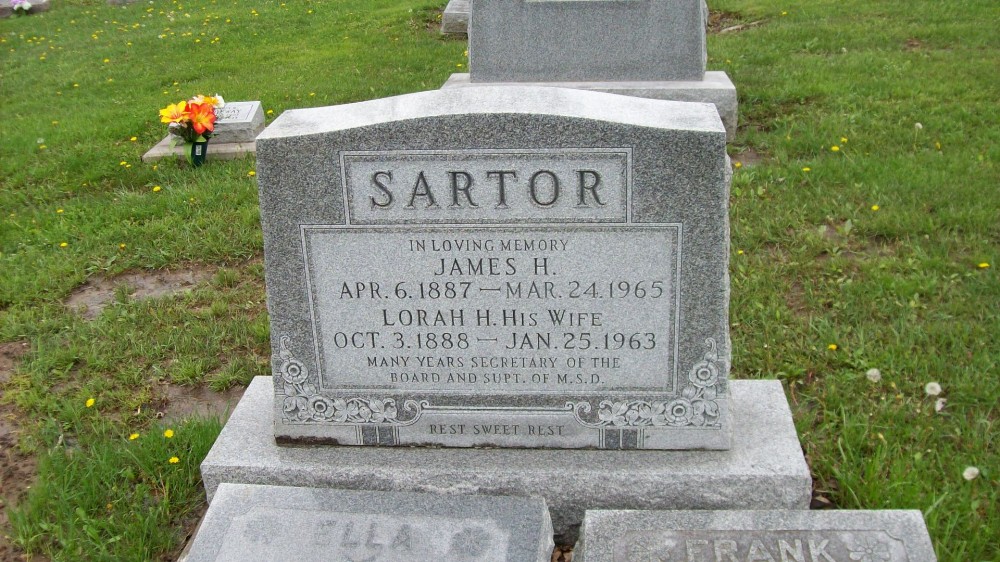  James H. and Lorah H. Sartor Headstone Photo, Hillcrest Cemetery, Callaway County genealogy