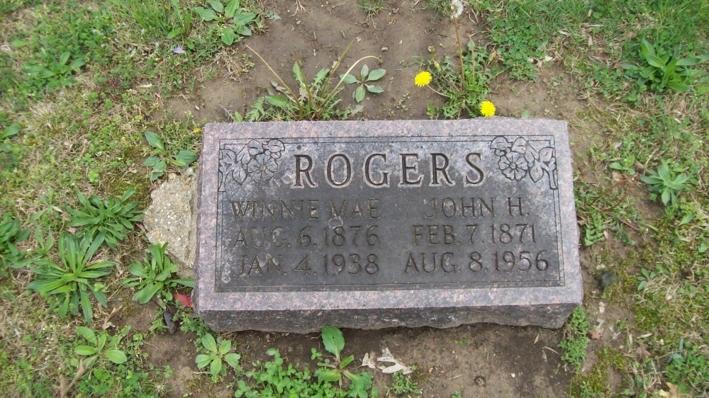  John H. Rogers & Winnie M. Sanders Headstone Photo, Hillcrest Cemetery, Callaway County genealogy