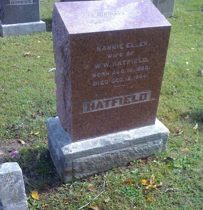  Nannie Ellen Ross Hatfield Headstone Photo, Hillcrest Cemetery, Callaway County genealogy