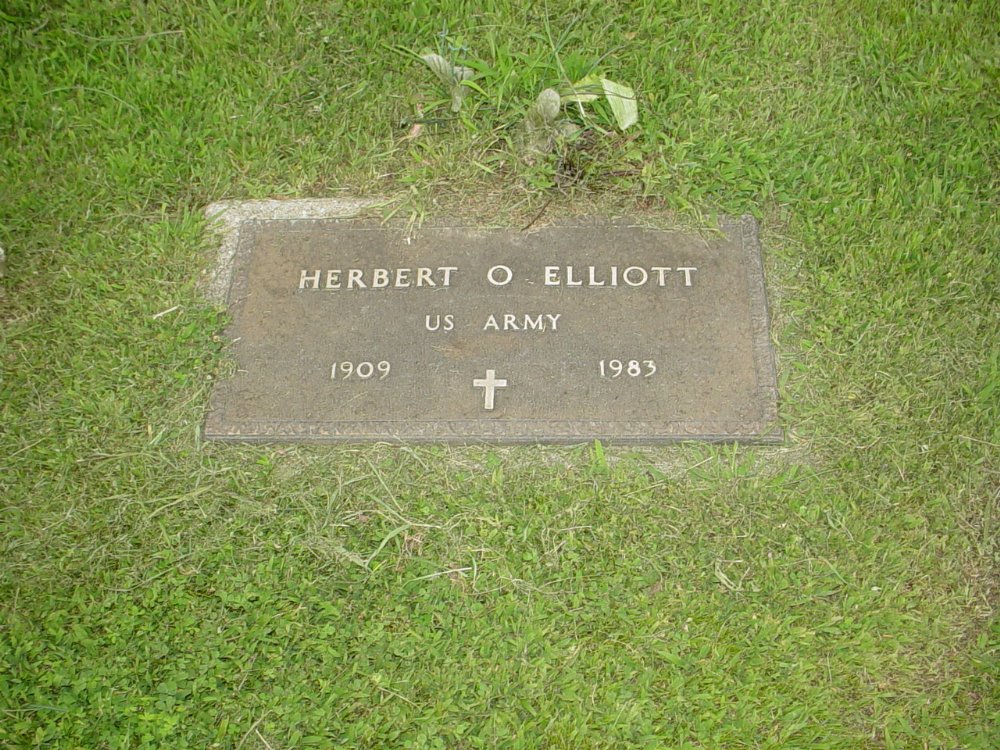  Herbert O. Elliott Headstone Photo, Hopewell Baptist Church, Callaway County genealogy