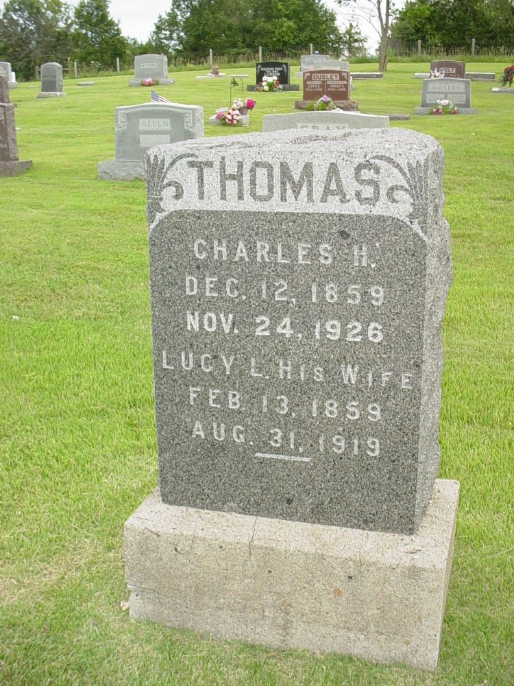  Charles H. Thomas & Lucy Stewart Headstone Photo, Hopewell Baptist Church, Callaway County genealogy