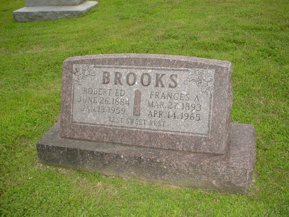  Robert E. & Frances A. Brooks Headstone Photo, Hopewell Baptist Church, Callaway County genealogy