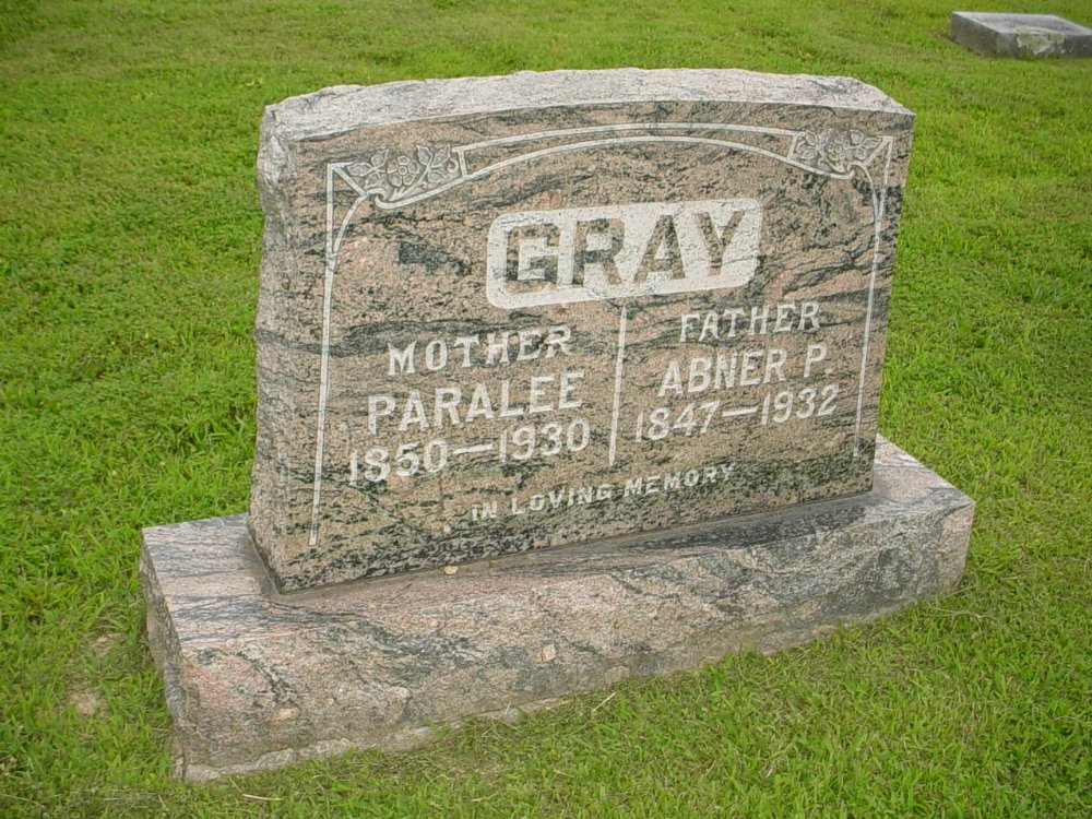  Abner P. Gray & Paralee J. Burnett Headstone Photo, Hopewell Baptist Church, Callaway County genealogy