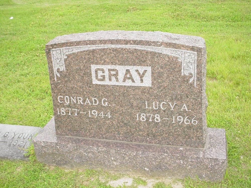  Conrad G. Gray & Lucy A. Hall Headstone Photo, Hopewell Baptist Church, Callaway County genealogy