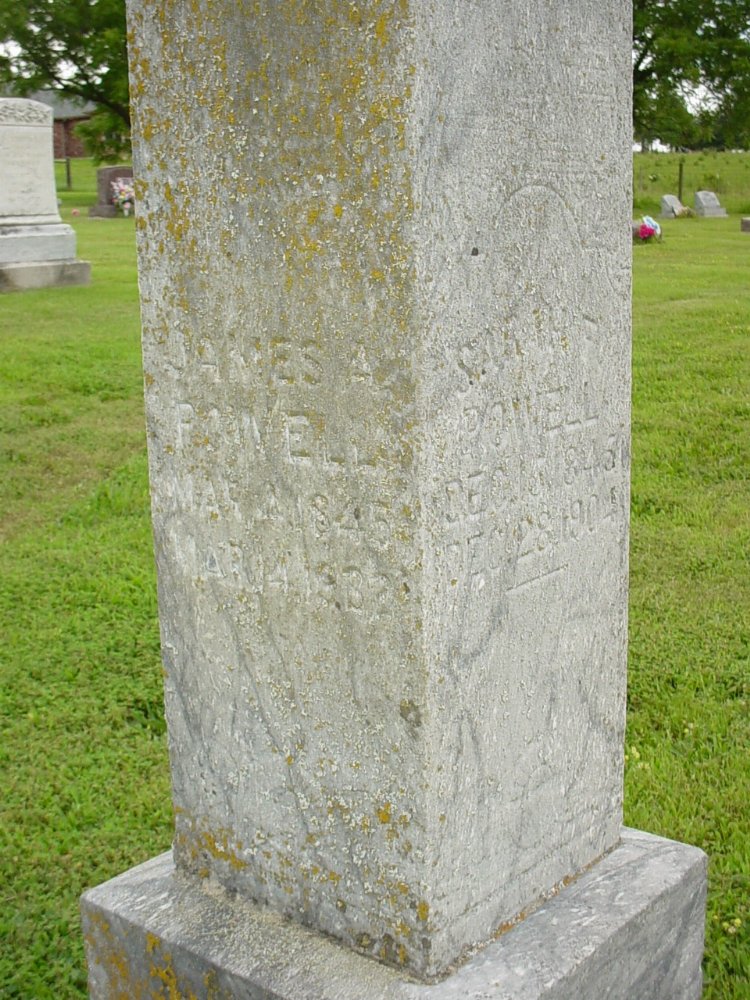  James A. & Sarah F. Powell Headstone Photo, Hopewell Baptist Church, Callaway County genealogy