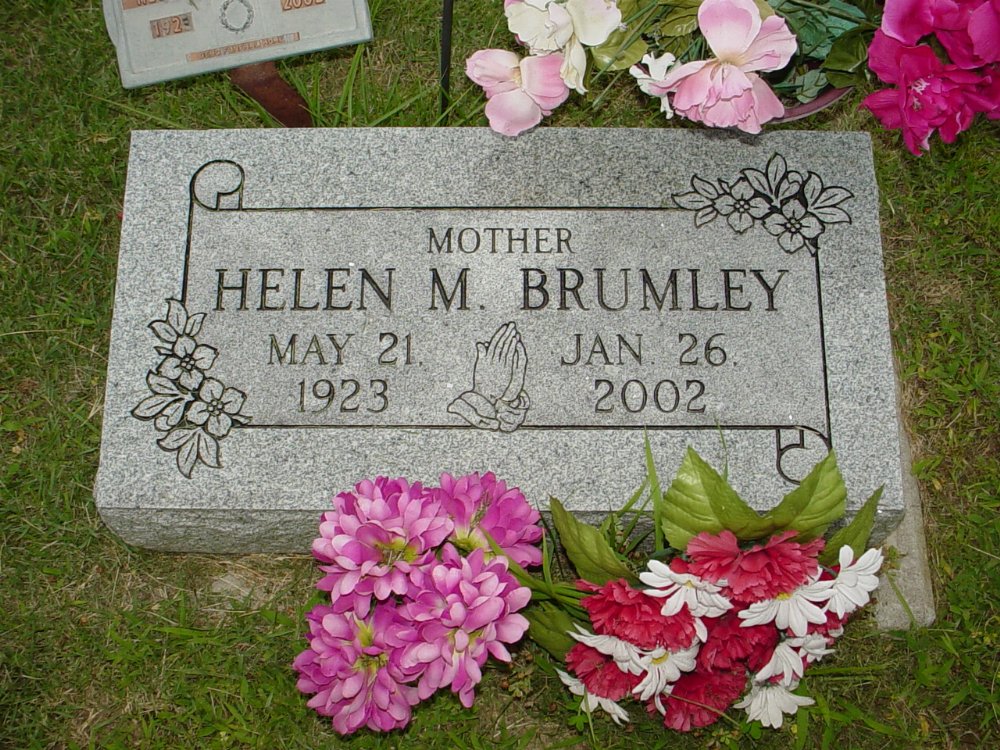  Helen Bratton Brumley Headstone Photo, Hopewell Baptist Church, Callaway County genealogy