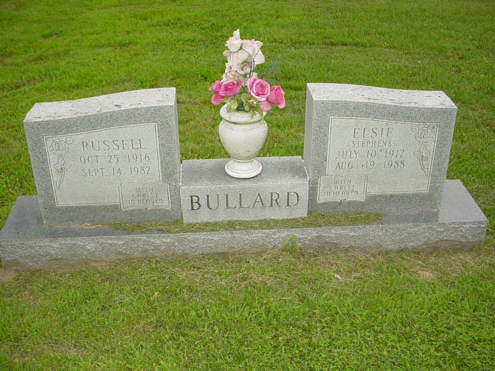  Russell Bullard & Elsie Stephens Headstone Photo, Hopewell Baptist Church, Callaway County genealogy