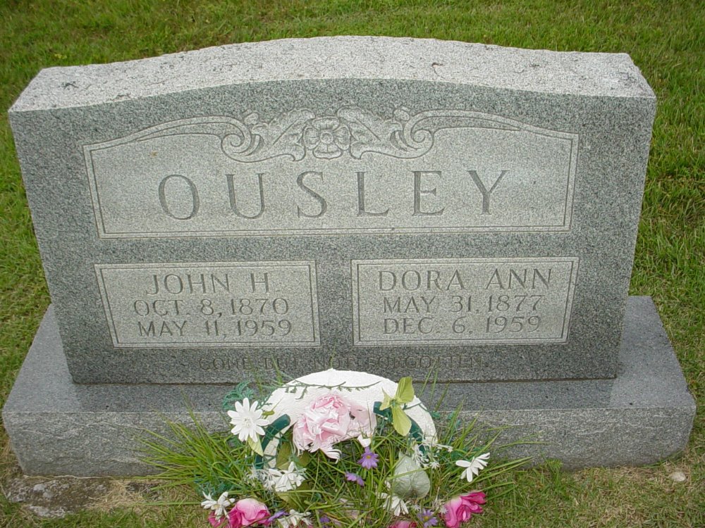  John H. Ousley & Diora A. Baughman Headstone Photo, Hopewell Baptist Church, Callaway County genealogy