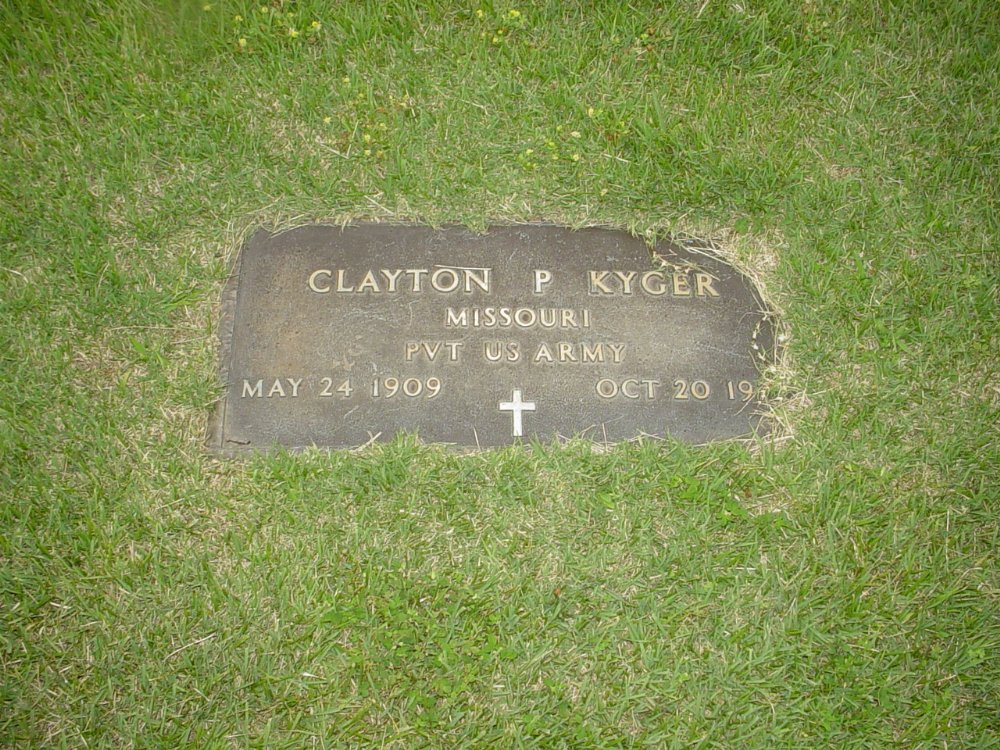  Clayton P. Kyger Headstone Photo, Hopewell Baptist Church, Callaway County genealogy